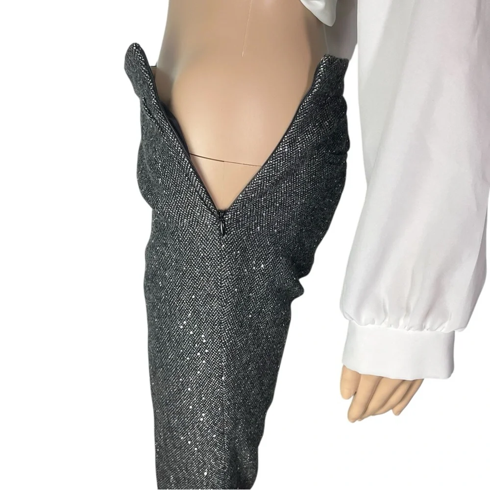 New JCrew Martie Slim Crop Grey Petite Sequin Herring Bone Wool Tweed Trousers